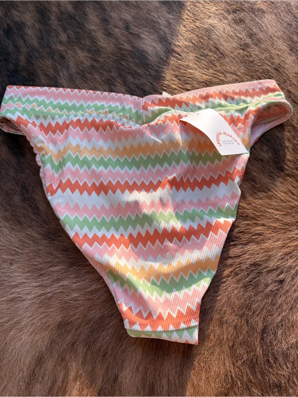 Dippin' Daisy's Pastel Chevron Bikini Bottoms - Peach, Green, Yellow, White